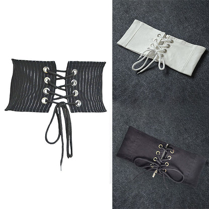 Black and white fashion rear zipper waist seal