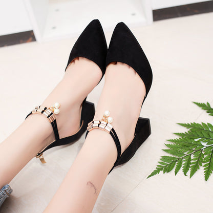High heel buckle pointed toe shoes wholesale