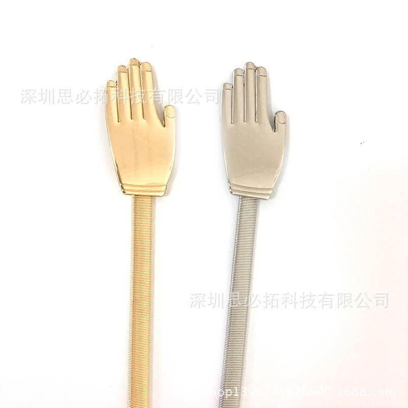 Hand buckle metal spring belt