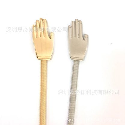 Hand buckle metal spring belt