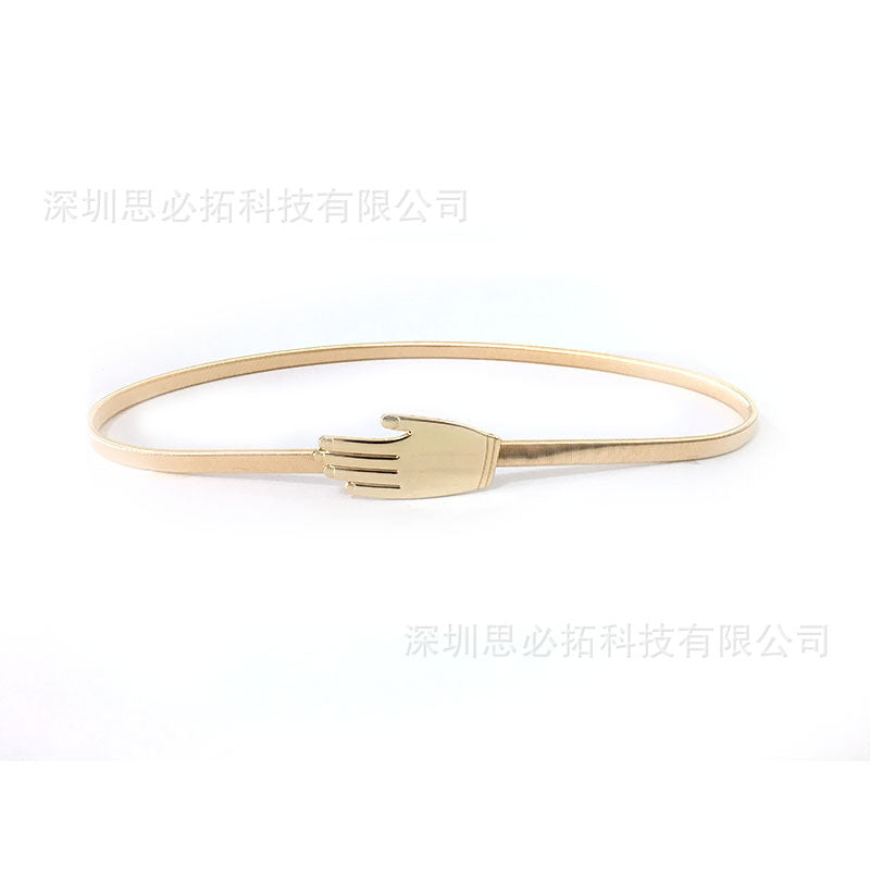 Hand buckle metal spring belt
