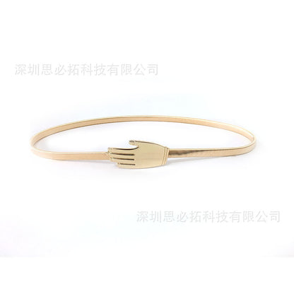 Hand buckle metal spring belt
