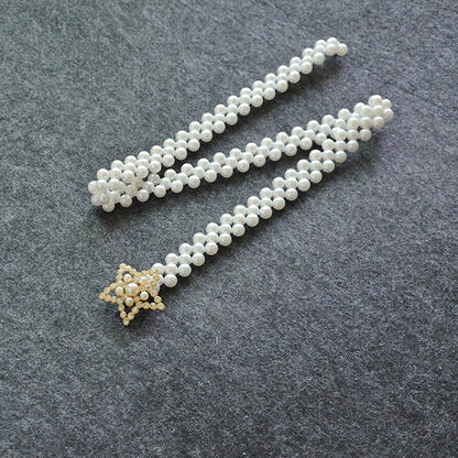 Rhinestone inlaid starfish button head waist chain