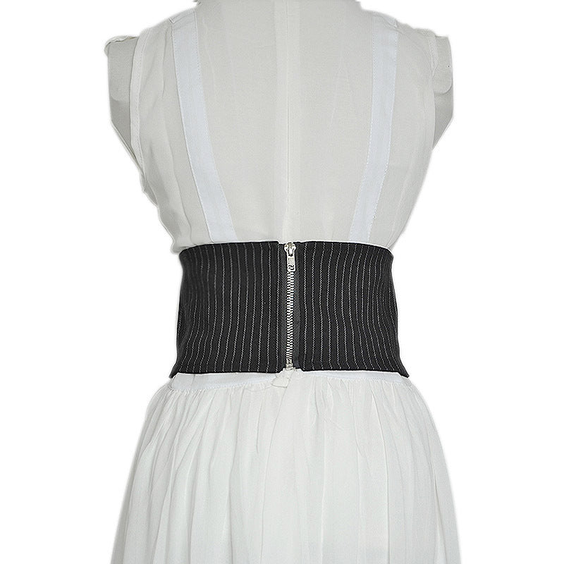 Black and white fashion rear zipper waist seal