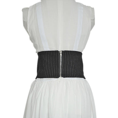 Black and white fashion rear zipper waist seal