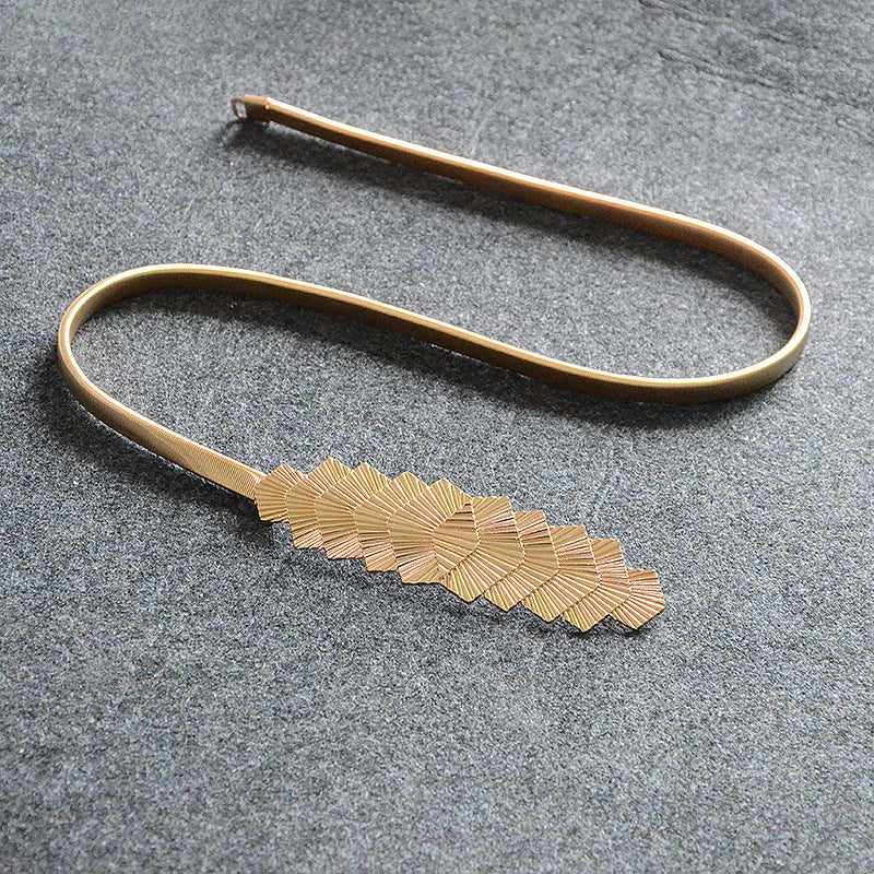 Rhombus button head elastic thin belt