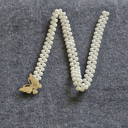 Rhinestone inlaid butterfly buckle waist chain