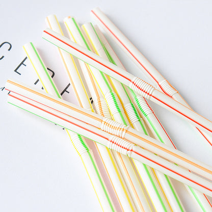 100-Pack Disposable Colored Curved Plastic Straws