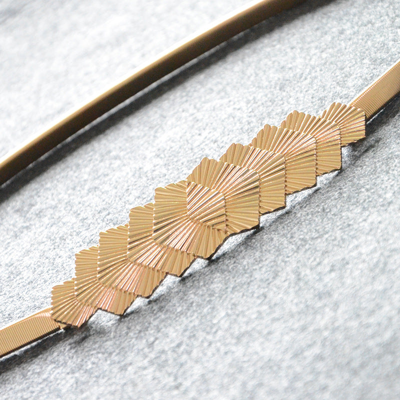 Rhombus button head elastic thin belt