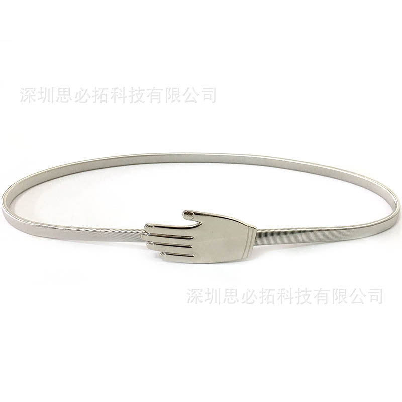 Hand buckle metal spring belt