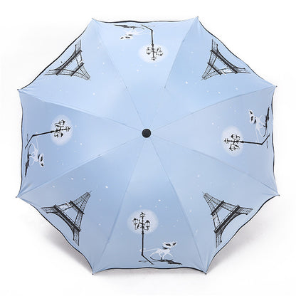 Black Coated Folding UV Protection Umbrella