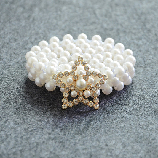 Rhinestone inlaid starfish button head waist chain