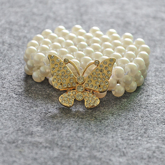 Rhinestone inlaid butterfly buckle waist chain