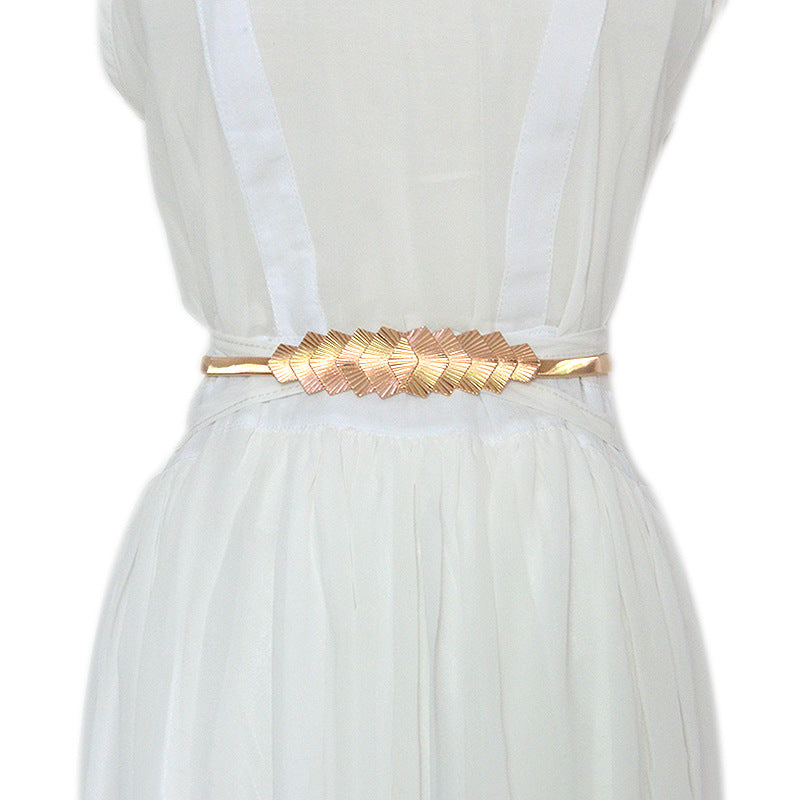 Rhombus button head elastic thin belt