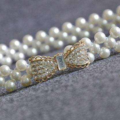 Rhinestone Pearl Bow Waist Seal