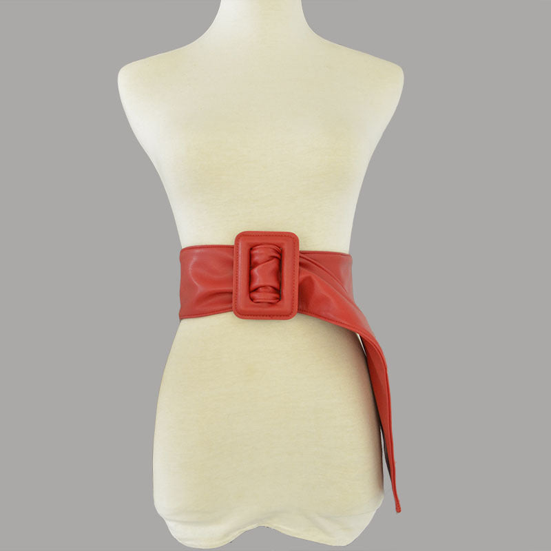 Pu imitation sheepskin wide belt