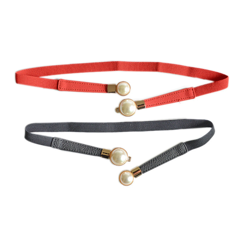 Belt Double Pearl Inlaid Buckle