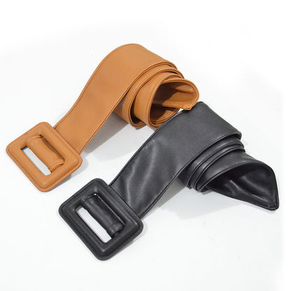 Pu imitation sheepskin wide belt