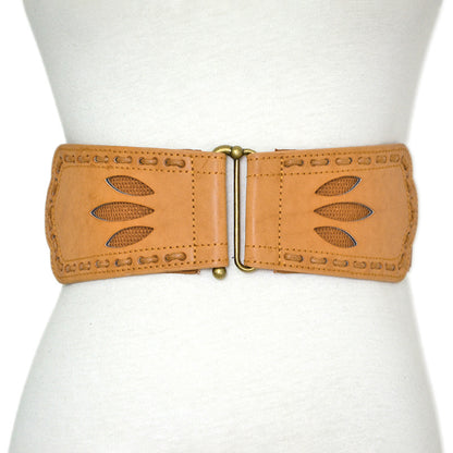 Hollow imitation leather elastic waist seal