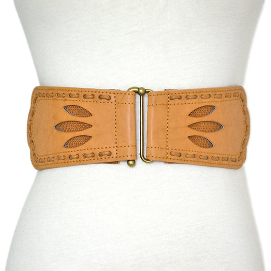 Hollow imitation leather elastic waist seal