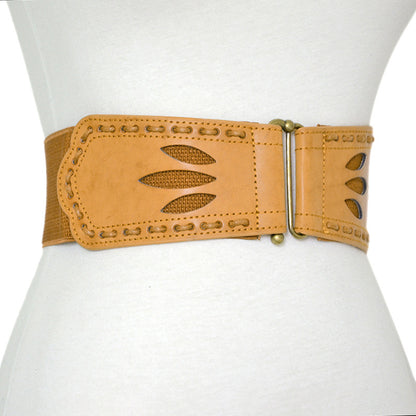 Hollow imitation leather elastic waist seal