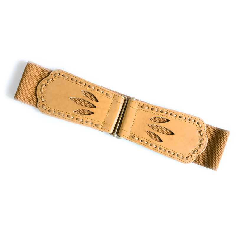 Hollow imitation leather elastic waist seal