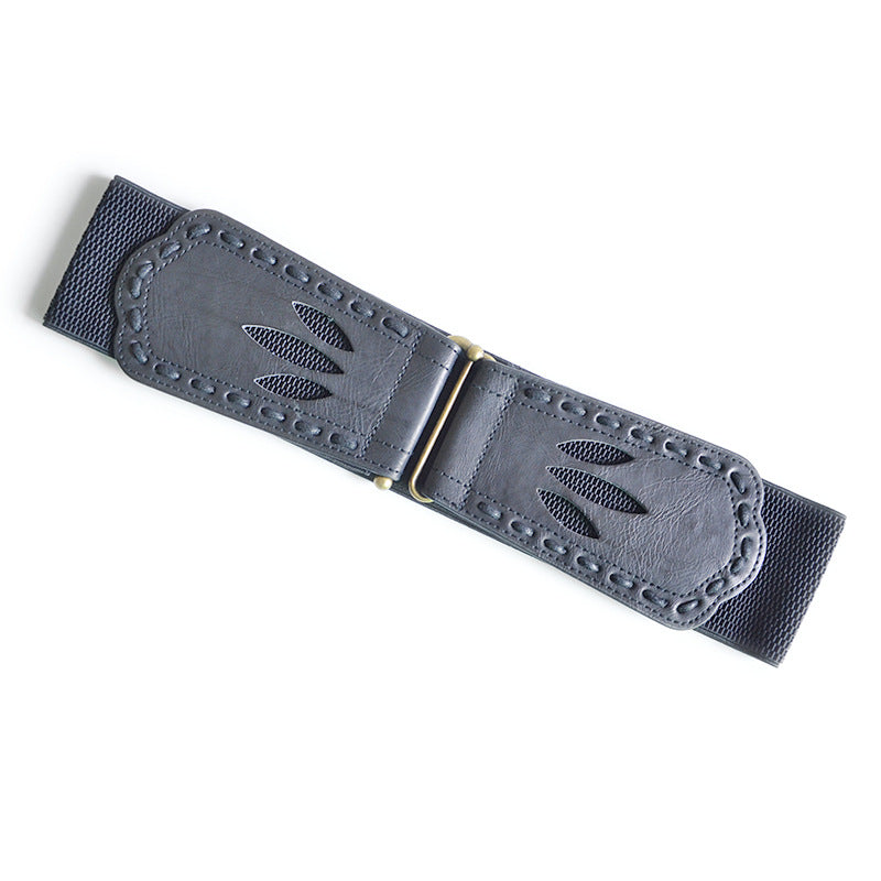 Hollow imitation leather elastic waist seal