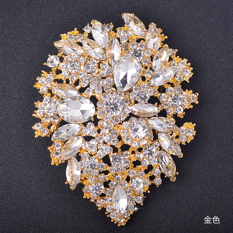 Colored Diamond Flower Alloy Brooch