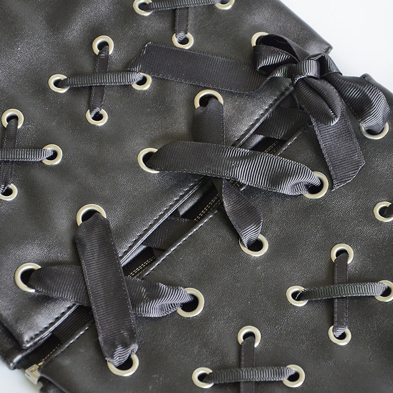 Faux leather fringed decorative strap wide belt