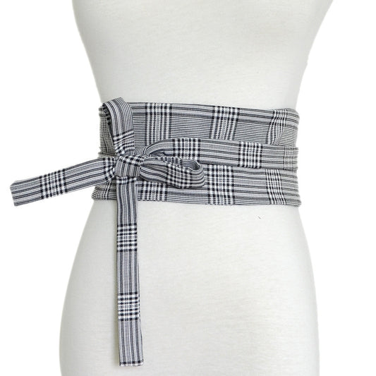 Plaid Wide Belt Bow Strap