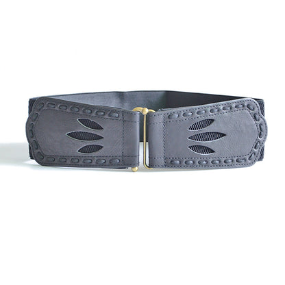 Hollow imitation leather elastic waist seal