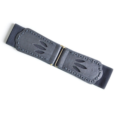 Hollow imitation leather elastic waist seal