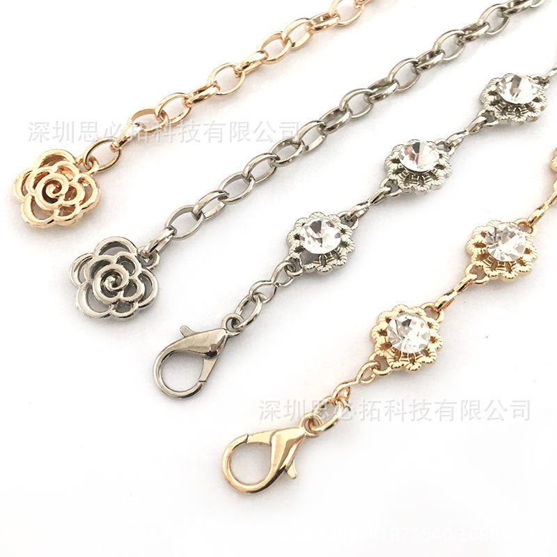 Rhinestone flower decorated gold gift belt