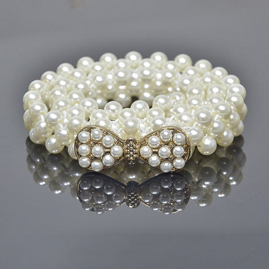 Rhinestone Pearl Bow Waist Seal