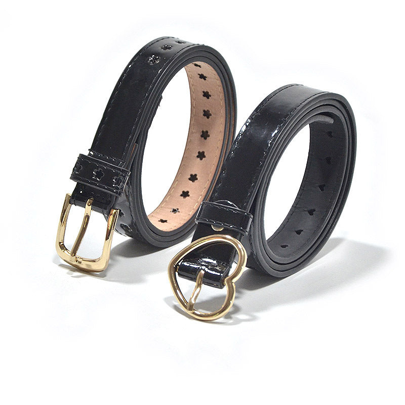Heart-shaped pin buckle PU imitation leather belt