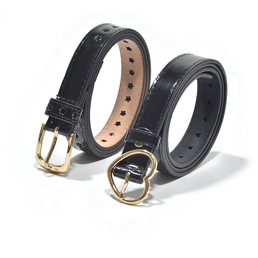 Heart-shaped pin buckle PU imitation leather belt