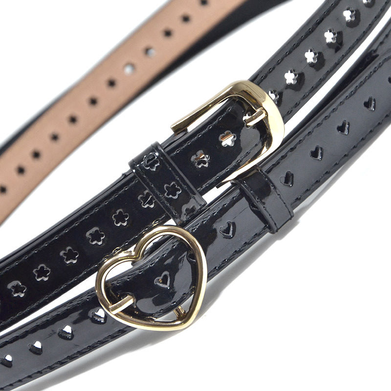 Heart-shaped pin buckle PU imitation leather belt