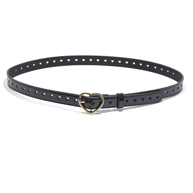 Heart-shaped pin buckle PU imitation leather belt