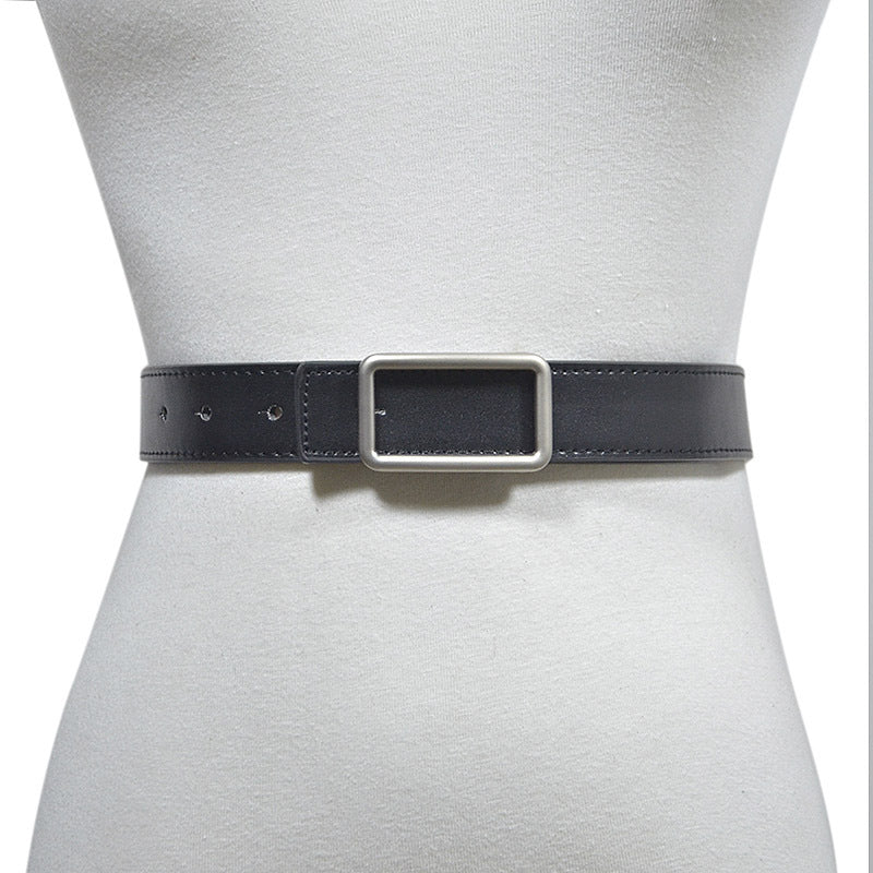 Faux leather sewn belt, women's