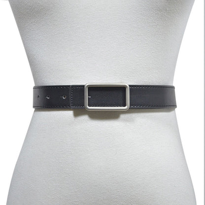 Faux leather sewn belt, women's