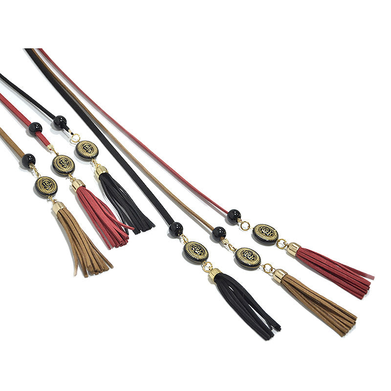 Belt Women's Waist Rope Black with Chiffon Lace