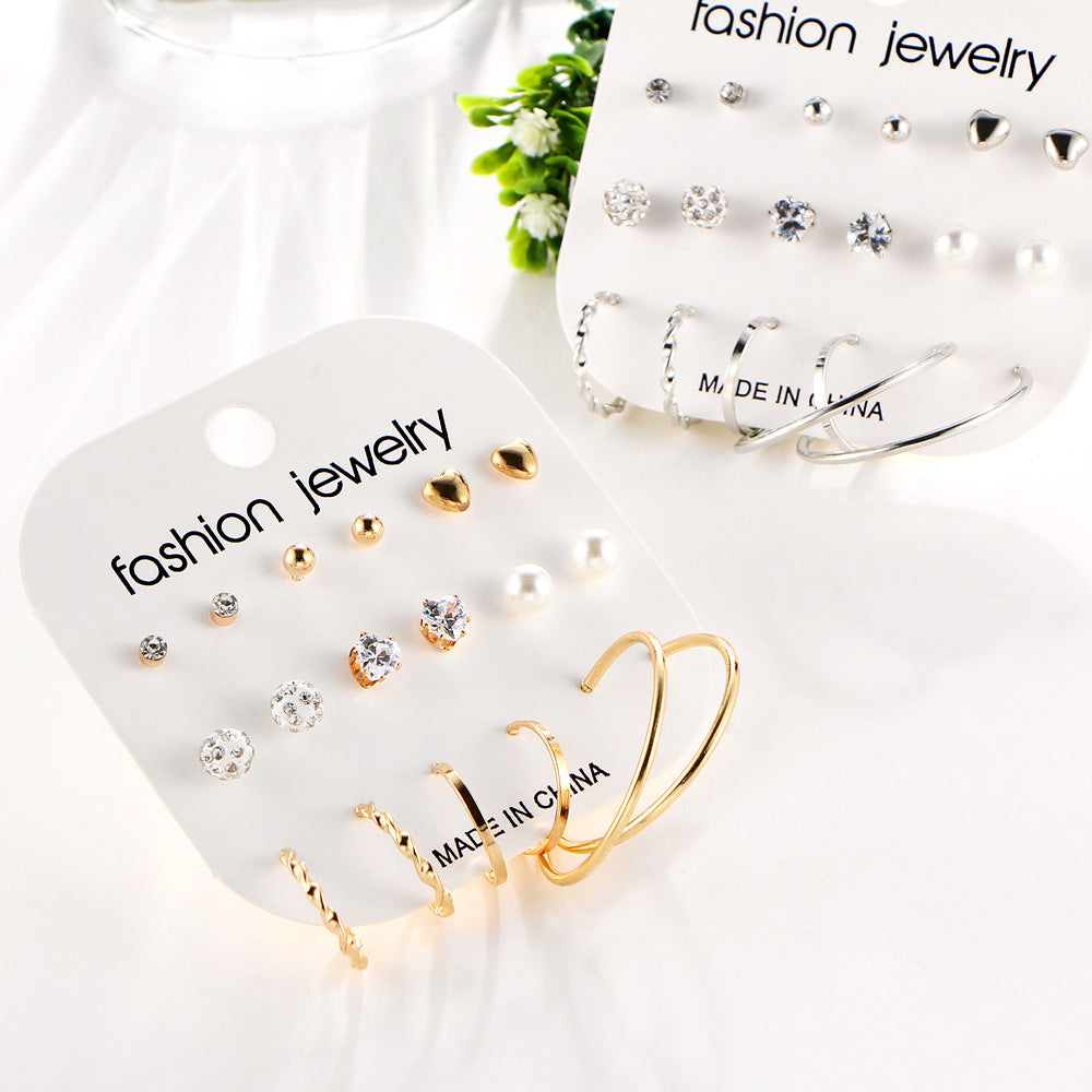 Exaggerated Crystal Stud Earring Set
