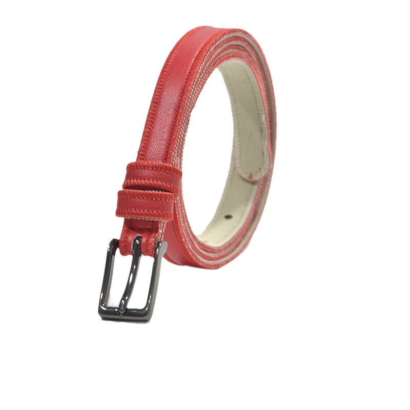 Decorative gun black buckle car stitching thin belt