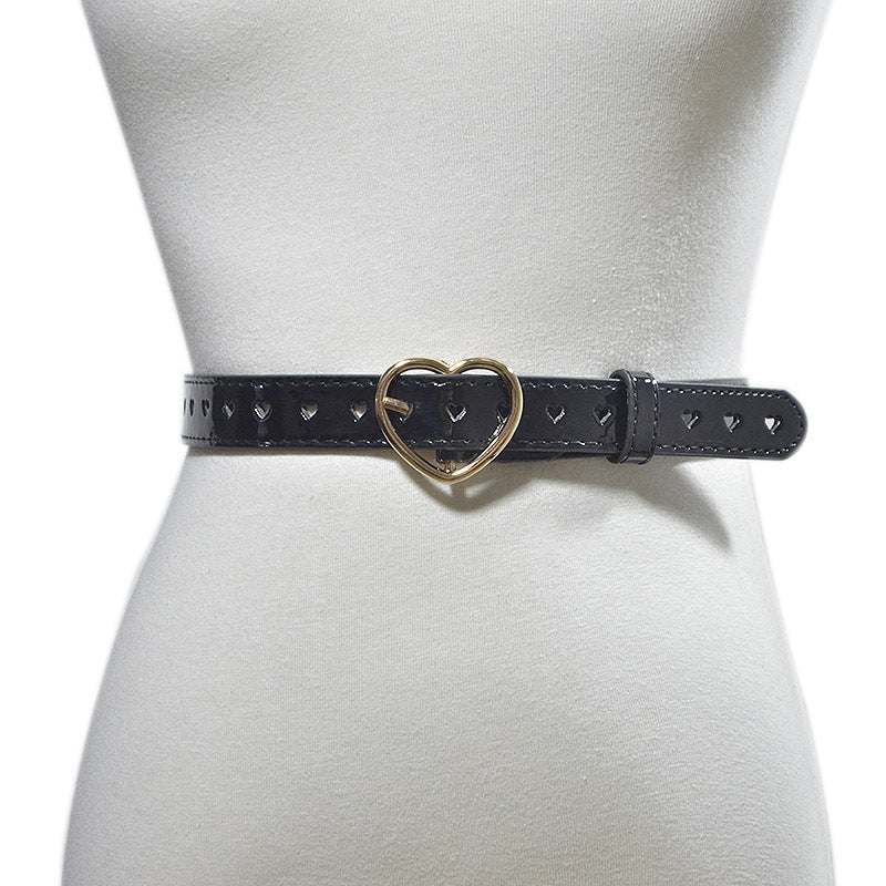 Heart-shaped pin buckle PU imitation leather belt