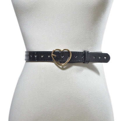 Heart-shaped pin buckle PU imitation leather belt