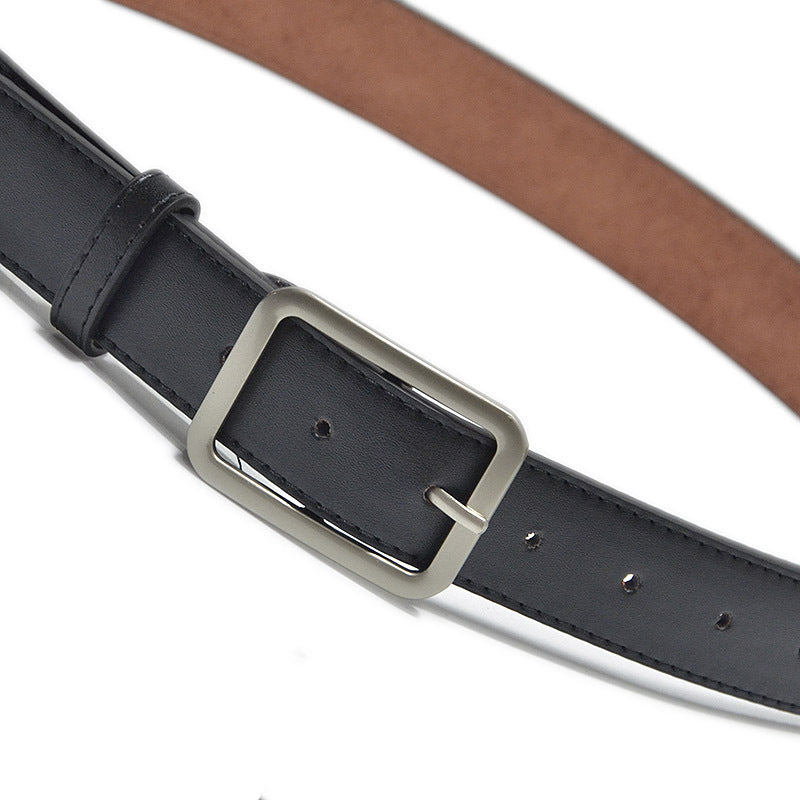 Faux leather matte pin buckle belt