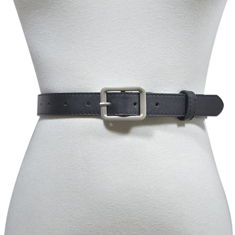 Faux leather matte pin buckle belt
