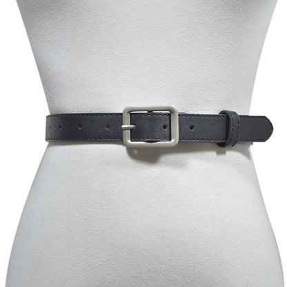 Faux leather matte pin buckle belt