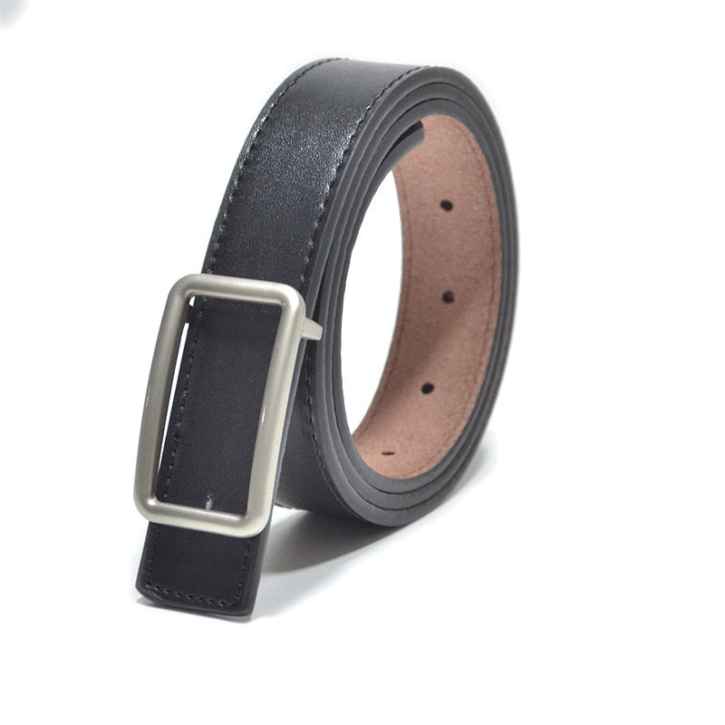 Faux leather sewn belt, women's