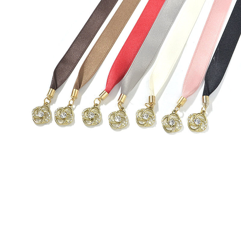 Rhinestone inlaid solid color thin waist rope